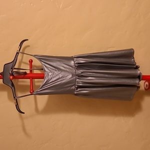 Sliver metallic halter skater dress